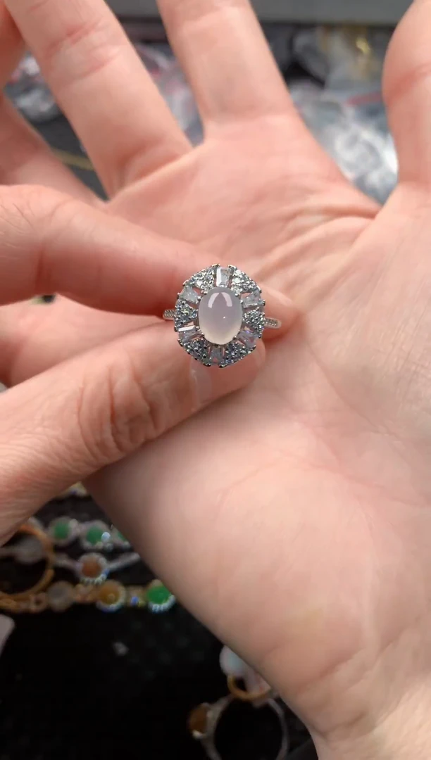 银S925镶嵌戒指翡翠555   9