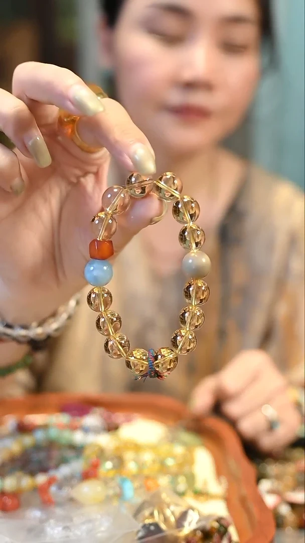 水晶手串银S925镶嵌九* 定向 九狸