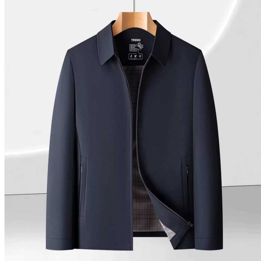 巴特瑞2025新款翻领男纯色夹克休闲夹克衫行政商务