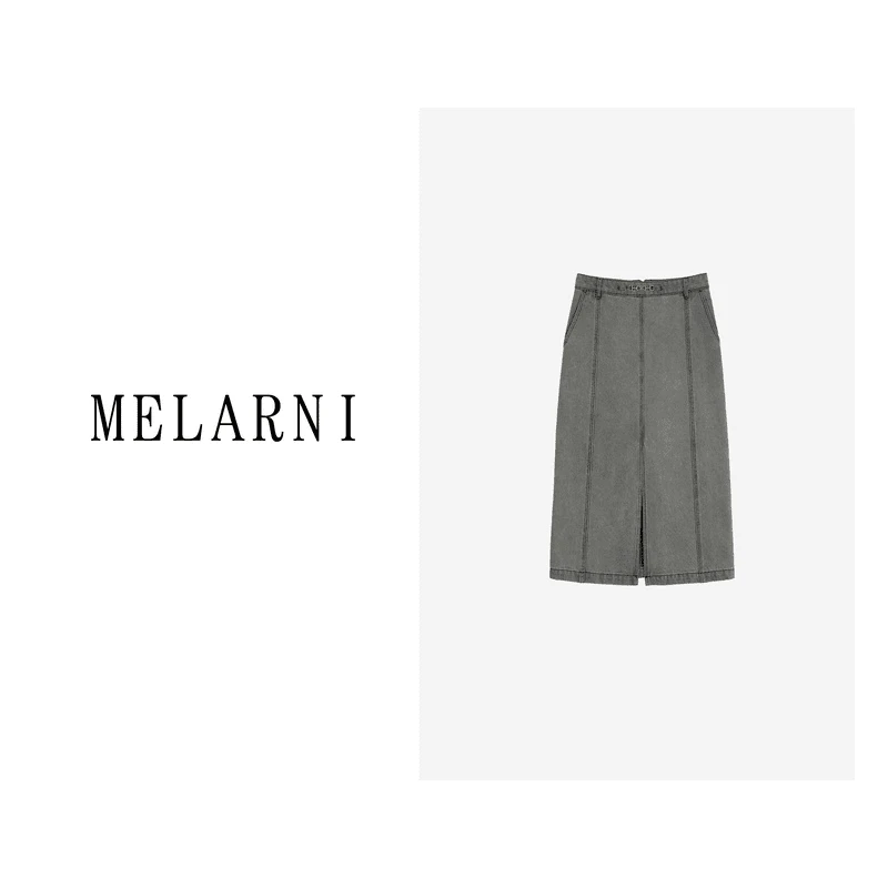 【MELARNI】简约休闲舒适时尚百搭纯色牛仔半身裙MLN11007
