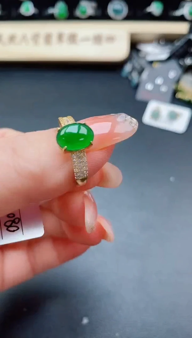 银S925镶嵌戒指翡翠1