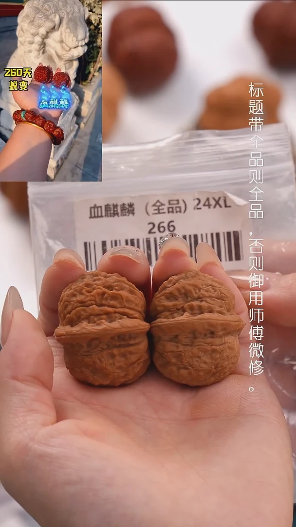 文玩核桃把件36.5血麒麟狮子头（全品）