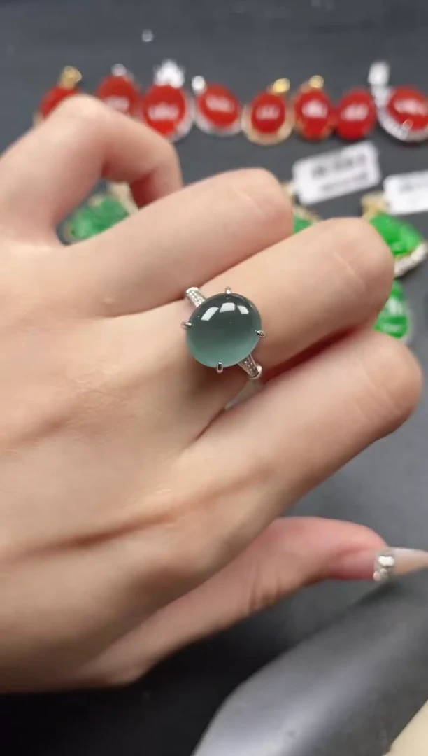 银S925镶嵌戒指翡翠51511