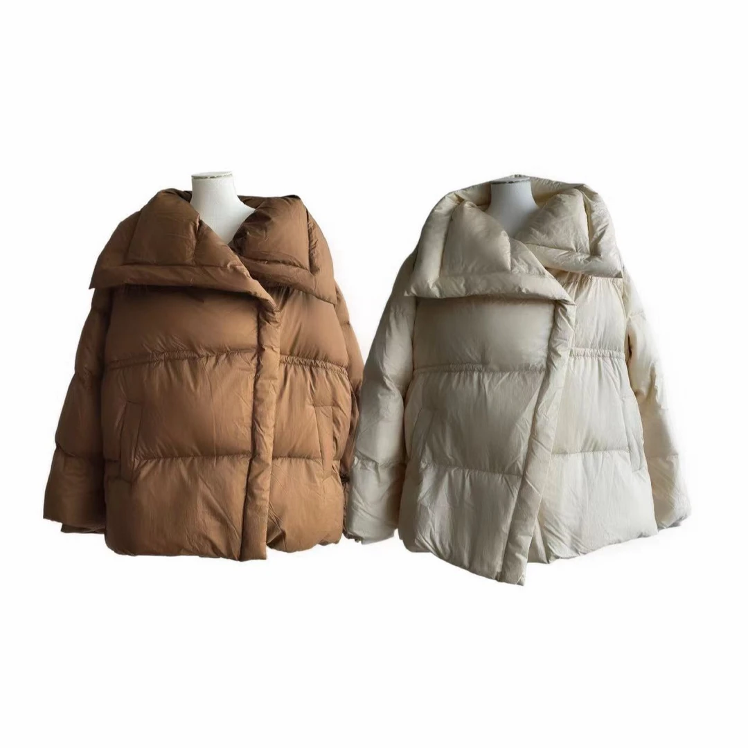 YR7001新款法式高级感大翻领设计气质显瘦时尚百搭宽松羽绒短款服