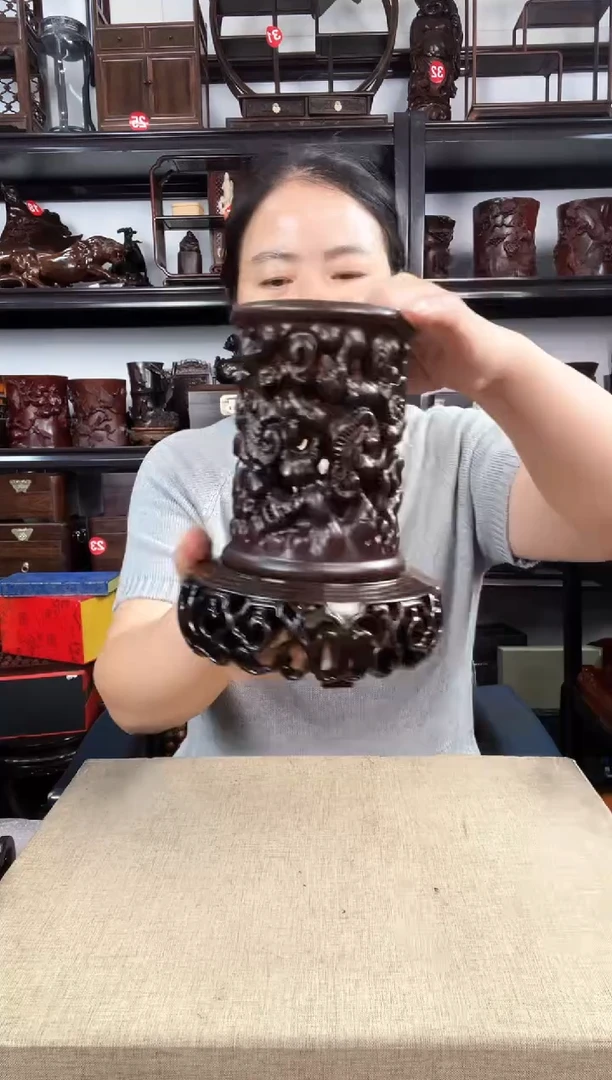 木新款4+新款笔筒老李红木工艺品