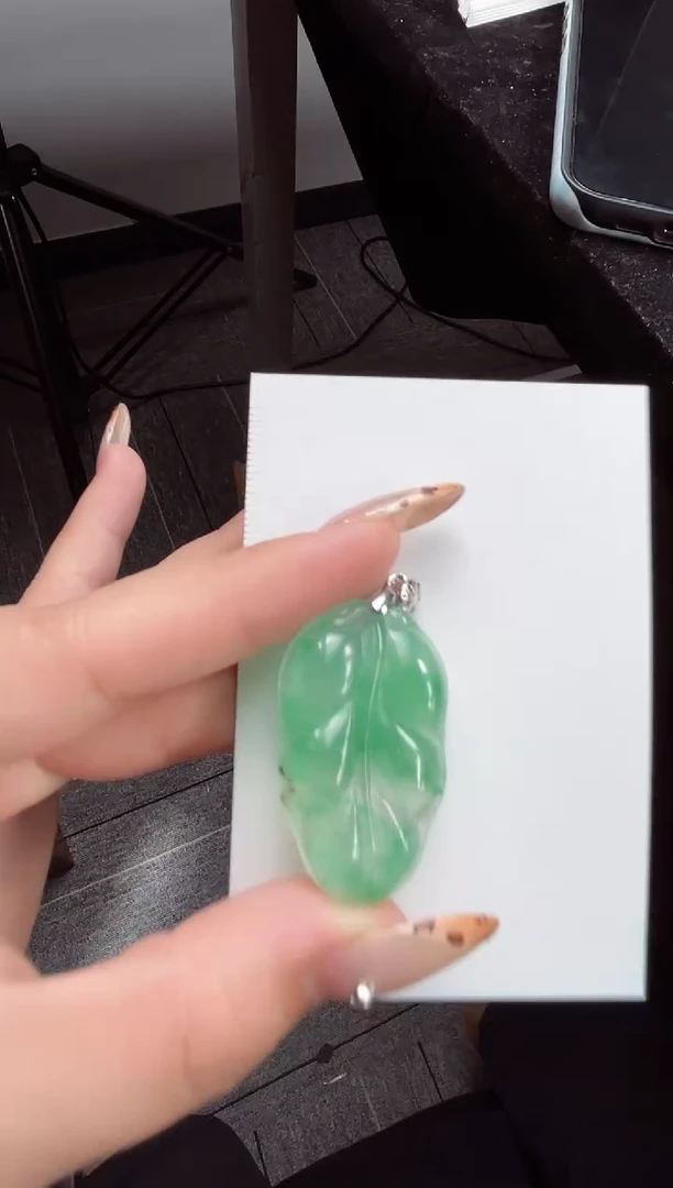 吊坠(不含链)未镶嵌石英质玉（非洲翠）叶子 8.17