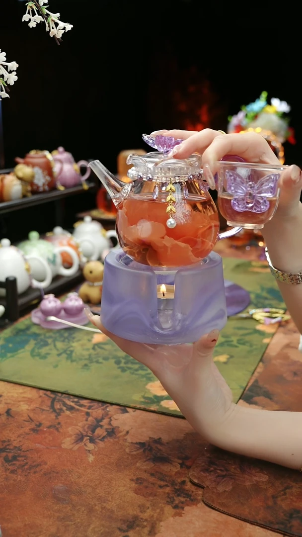 【闪购商品】紫色温茶台+茶壶+链子+杯子