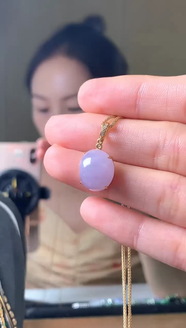 翡翠18K金镶嵌吊坠(赠链)吊坠