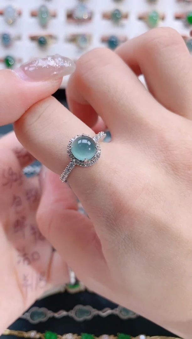 银S925镶嵌戒指翡翠天然翡翠