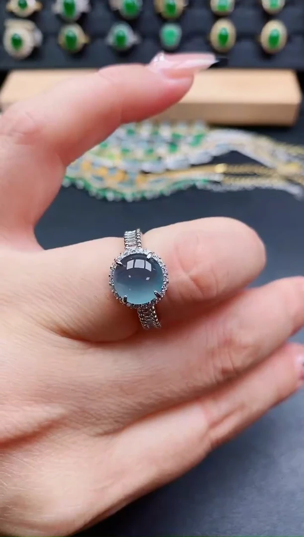 银S925镶嵌戒指翡翠1