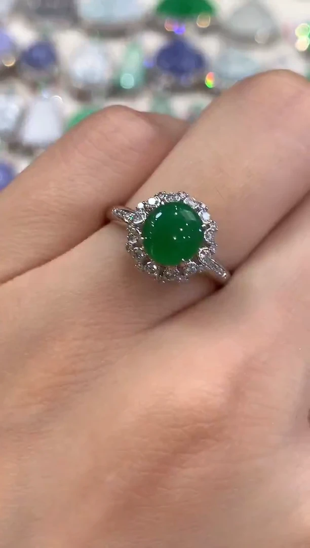 18K金镶嵌戒指翡翠a65