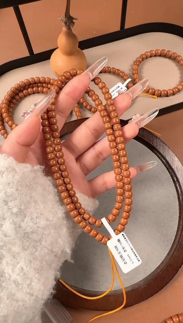 手串橄榄核6.1mm  老挝核尖  老珠108长串