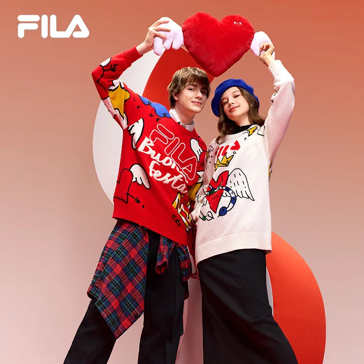 【黄景瑜同款】斐乐情侣款编织衫25新年款涂鸦毛衣F11U519404F、2F