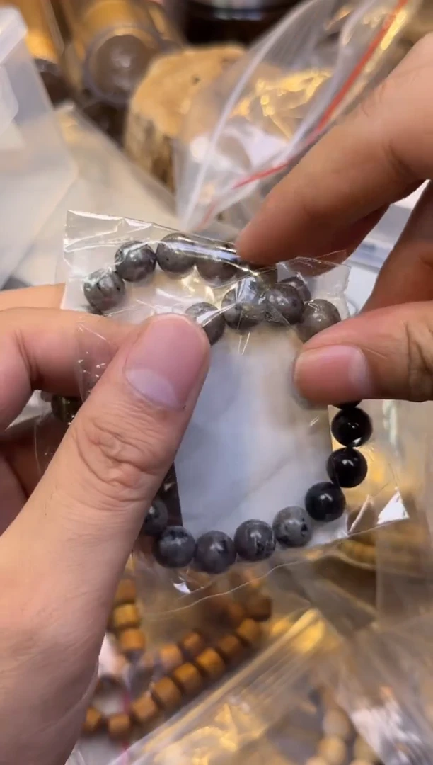 黑曜岩未镶嵌手链金曜石1.0带火灵石单圈