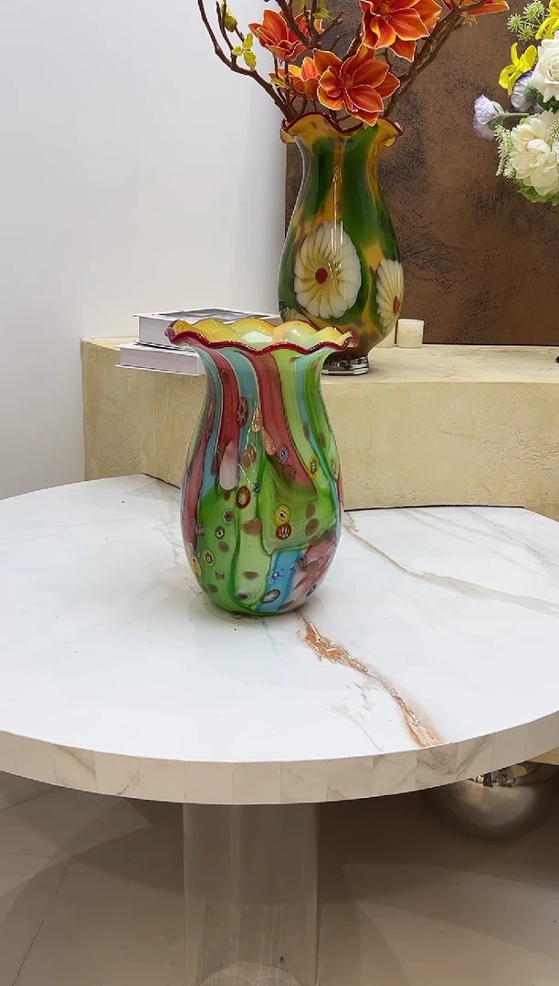 粉色琉璃炫彩花瓶