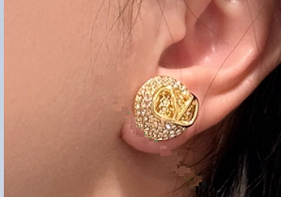 锌合金耳饰 耳钉千金风简约风女欧美风银色精致轻奢简约气质镶钻
