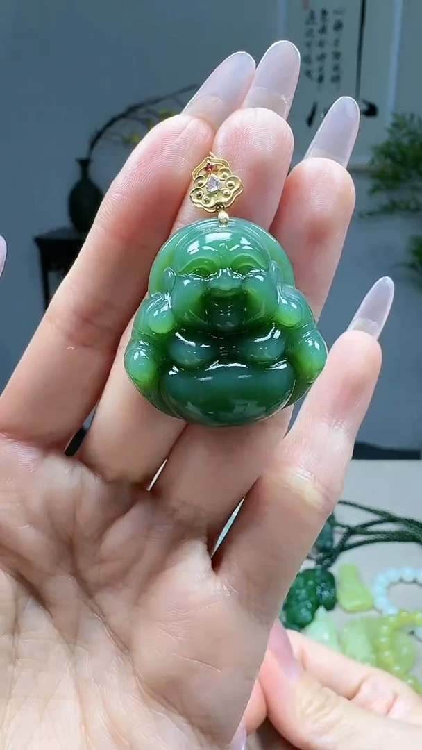 吊坠(不含链)18K金镶嵌和田玉1