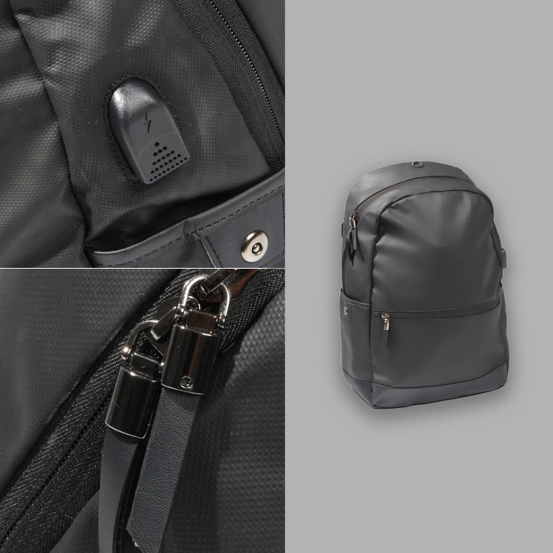 000#黑色拉链百搭双肩包