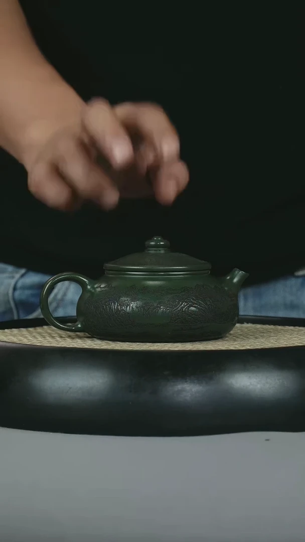 茶壶紫砂 景州绿泥· 寒江
