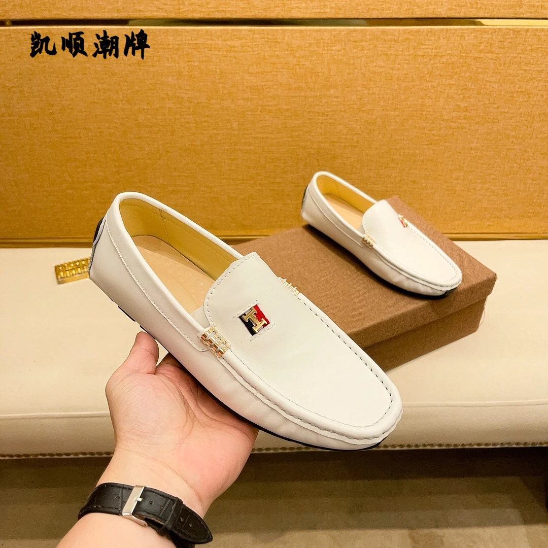 欧洲站潮牌豆豆鞋男款2025新款爆款套脚白色夏季舒适懒人鞋皮鞋