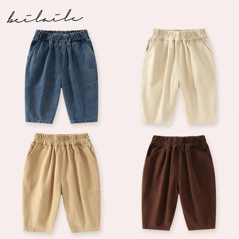 【复古牛仔弯刀裤 小乐妈咪】女童牛仔裤秋季新款中小童弯刀裤G25