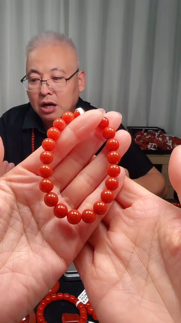 未镶嵌多样性发一件南红玛瑙【高货】柿锦红9mm保山圆珠单圈