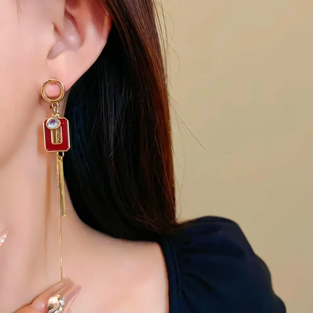 铜合金耳饰 耳环轻奢复古法式N0107A1