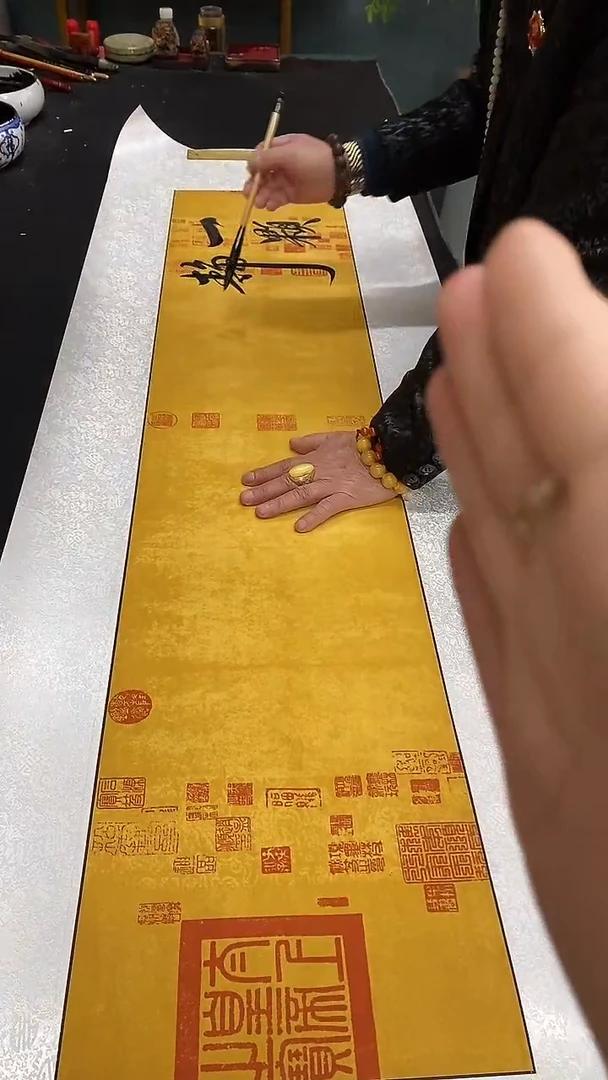 【闪购商品】书法王安平170X50锦绫 不带框一颗静心