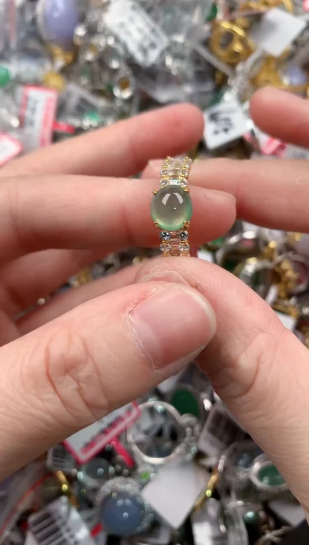 银S925镶嵌戒指翡翠222     1