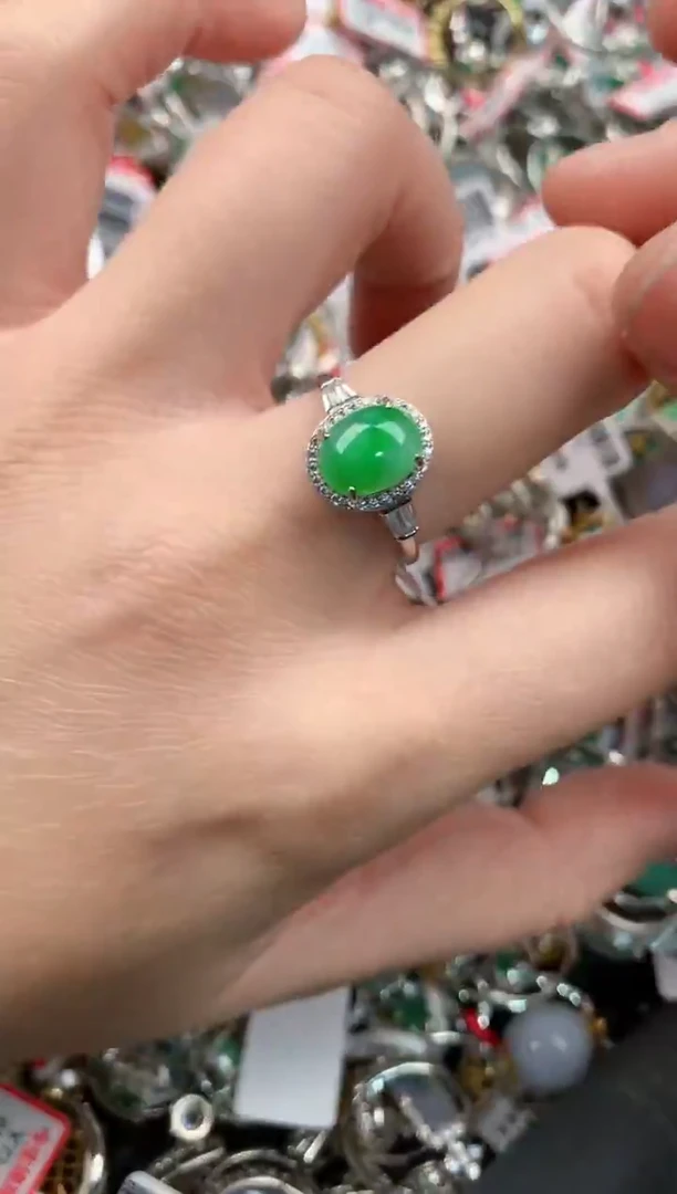 银S925镶嵌戒指翡翠555            8