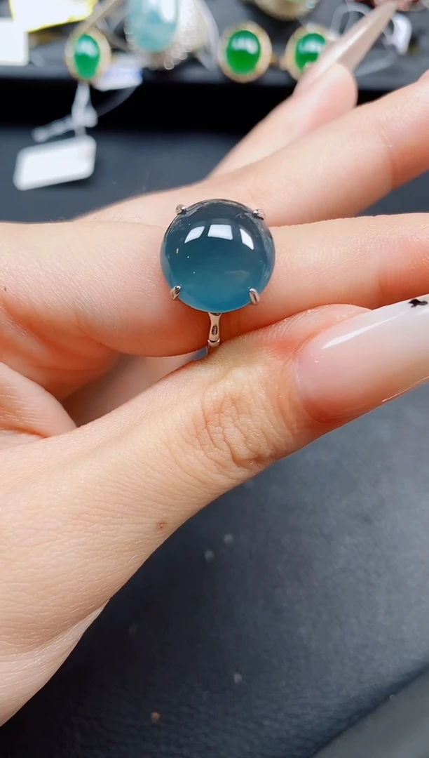 银S925镶嵌戒指翡翠翡翠