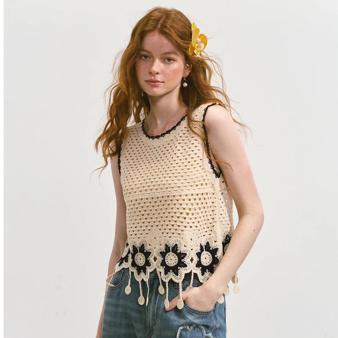 SOMESOWE【王雪糕专属】流苏花朵钩针背心