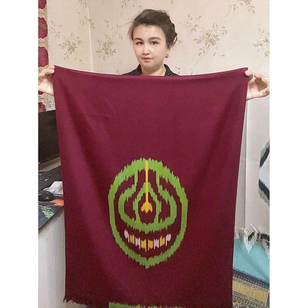 2025新款新疆和田手工染艾德莱斯围巾60x180cm纯棉