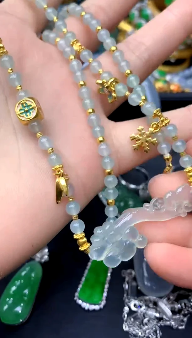 颈饰足金镶嵌翡翠531-中国好珍宝