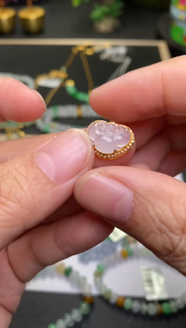 颈饰18K金镶嵌翡翠净货1392