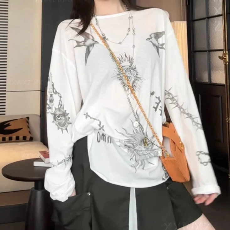 夏季防晒衣莱赛尔天丝雪花棉艺术涂鸦欧韩风空调罩衣T恤8386