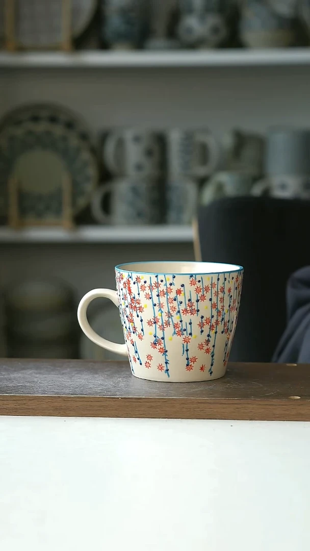 陶瓷微瑕流光满天星咖啡杯320ml@4-2@