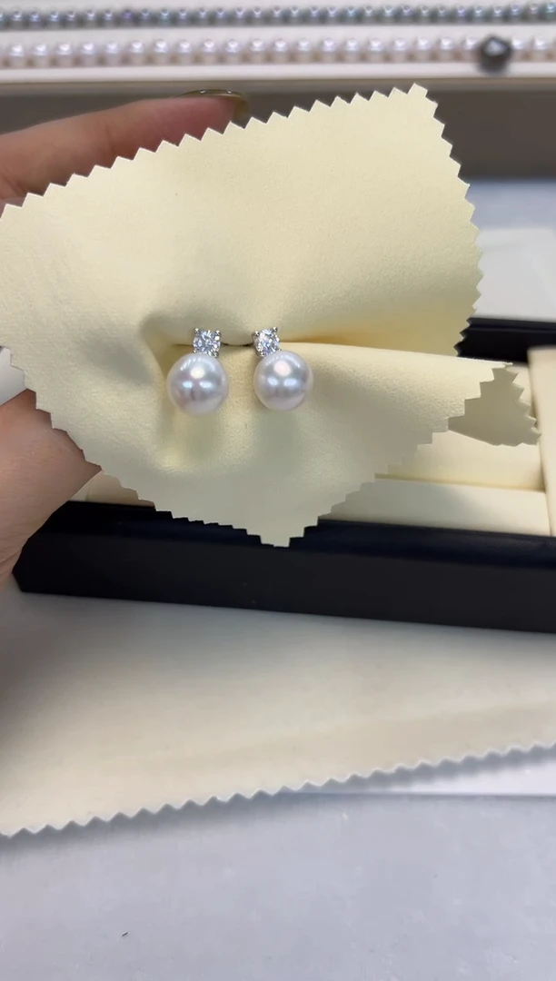 银S925镶嵌耳饰淡水珍珠戴妃耳钉