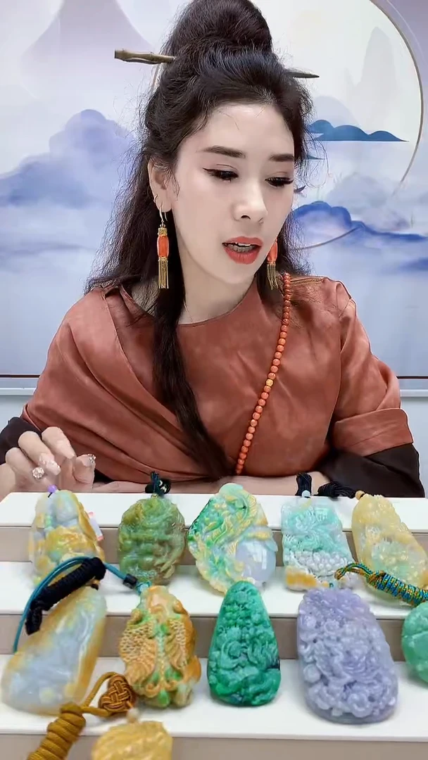 未镶嵌定制翡翠迪***理4829MM-毛货挂件