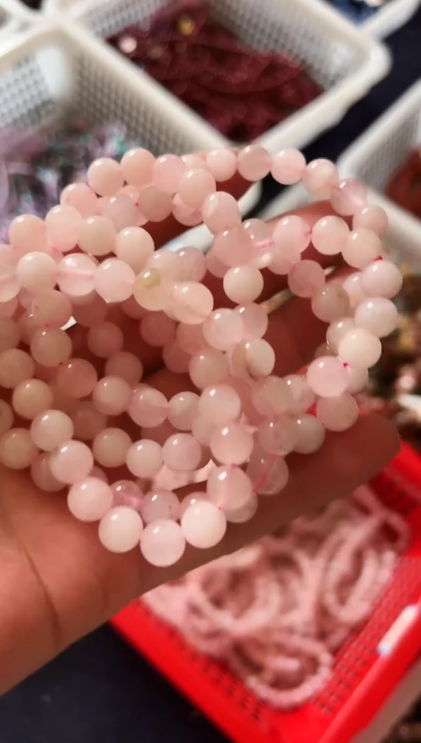 水晶手链未镶嵌西柚粉晶手链 卡8 多样性发一