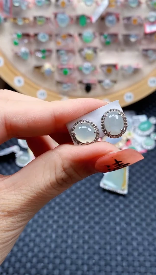 银S925镶嵌戒指翡翠天然A货缅甸翡翠