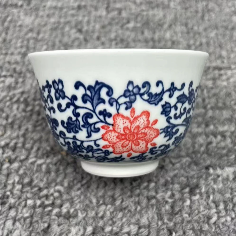 缠枝莲红花小杯A25