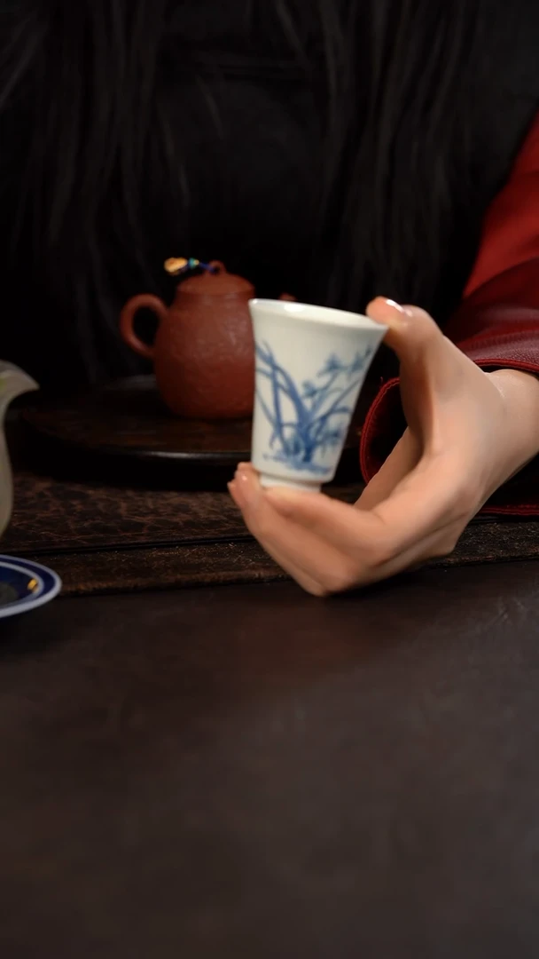 【闪购商品】杯HLX陶瓷青花手绘兰花闻香杯A