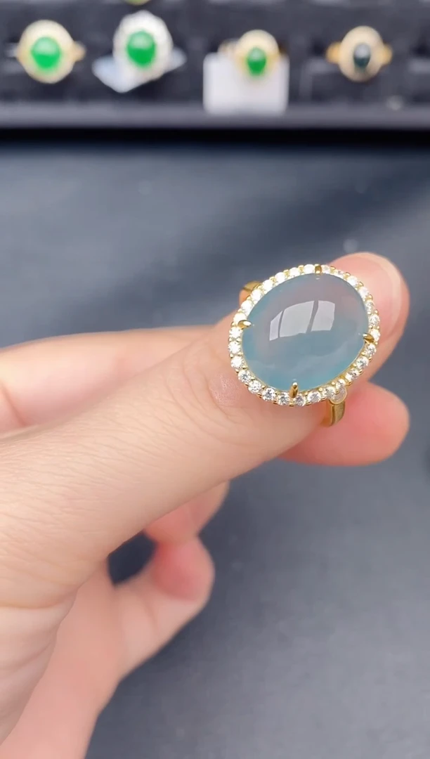 银S925镶嵌戒指翡翠天然a货翡翠277