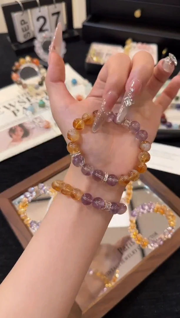 合金手链水晶紫黄x2420