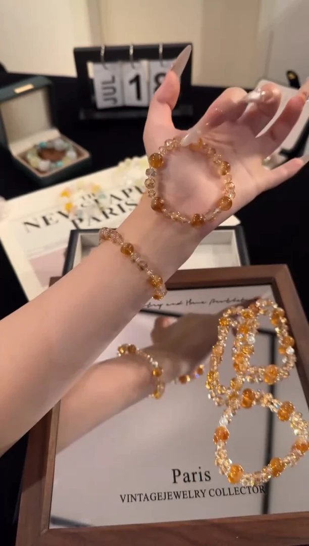 水晶手链合金黄塔晶x2043