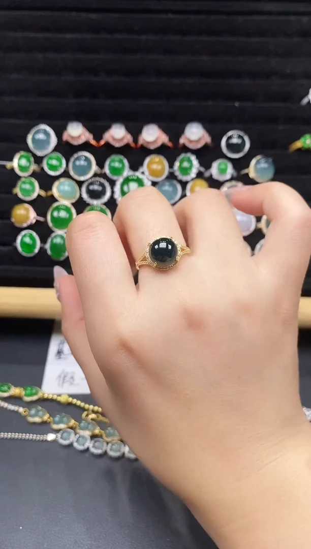 银S925镶嵌戒指翡翠111