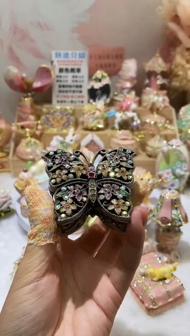 合金合金珐琅彩首饰盒摆件