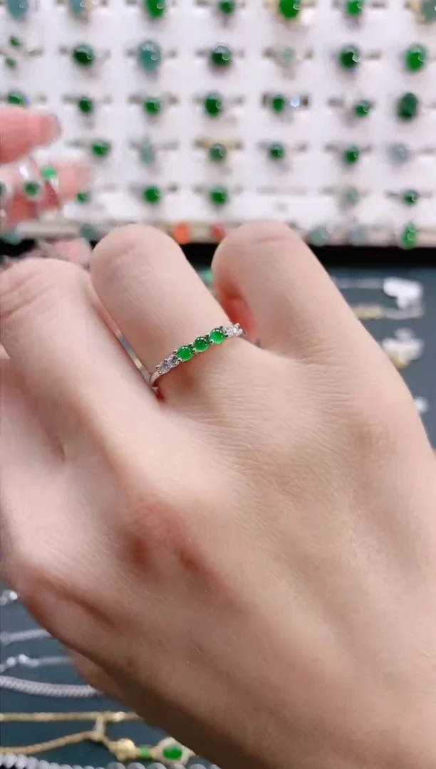 【闪购商品】翡翠戒指银S925镶嵌天然翡翠