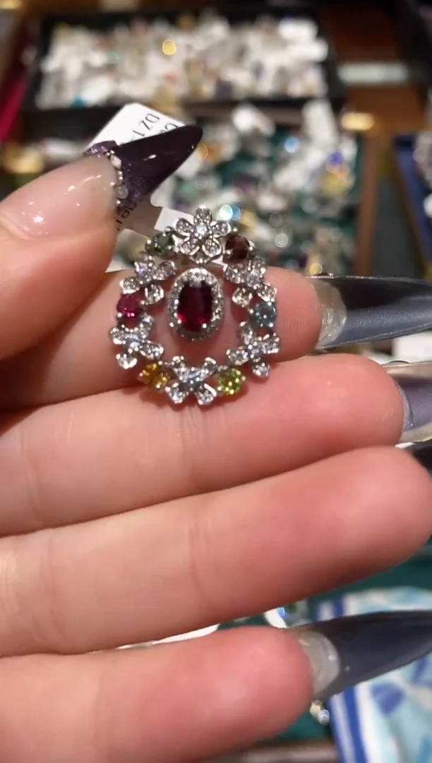 吊坠(不含链)银S925镶嵌碧玺楚楚珠宝中古甄选不退换